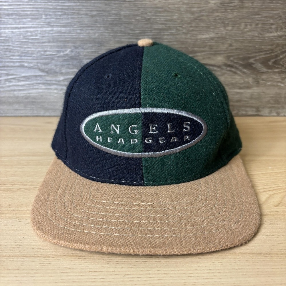 Vintage Anaheim Angels Hat Cap Strap Back Green Blue Wool Colorblock Wool 90s